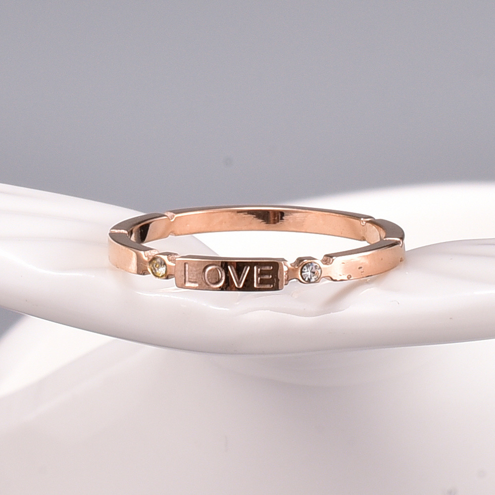 j24冷淡风ins个性感潮love玫瑰金戒指女网红食指环简约时尚