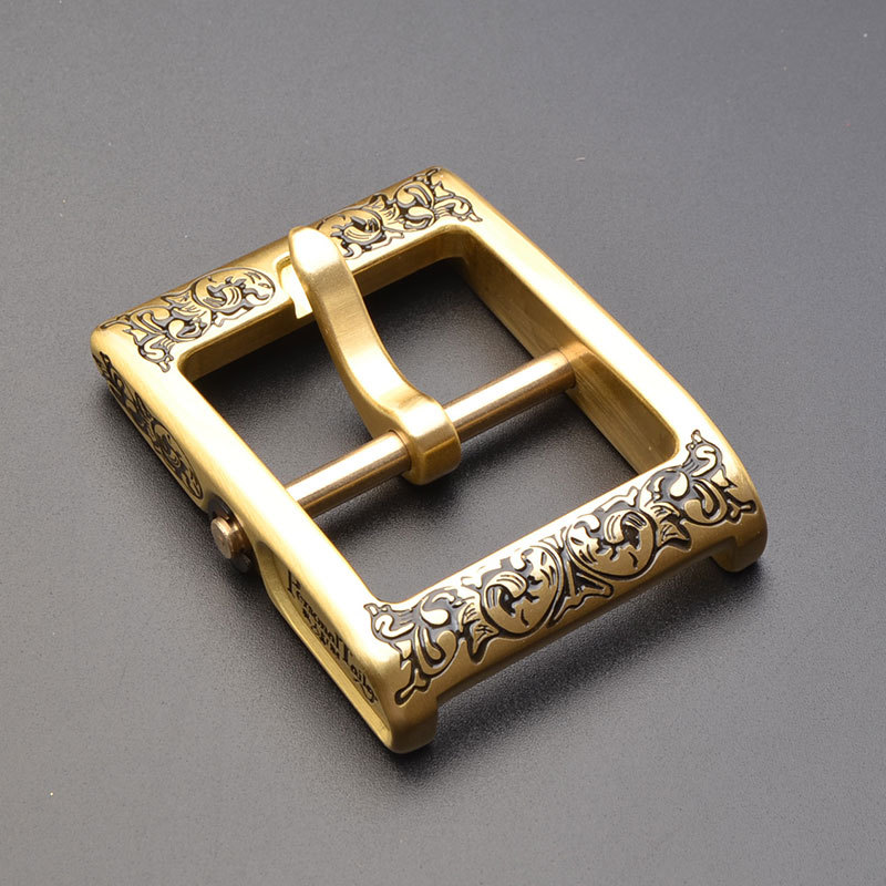 风尘4代纯黄铜皮带扣皮带头花纹款男士腰带扣子针扣日字扣配件40