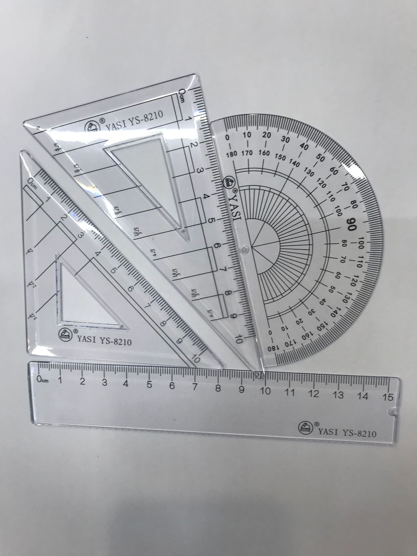亚克力绘图套尺15cm直尺三角尺量角器四件套装学生带根号测量工具