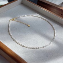 天然巴洛克淡水珍珠项链极细小米粒锁骨链轻奢高级感颈链14K包金