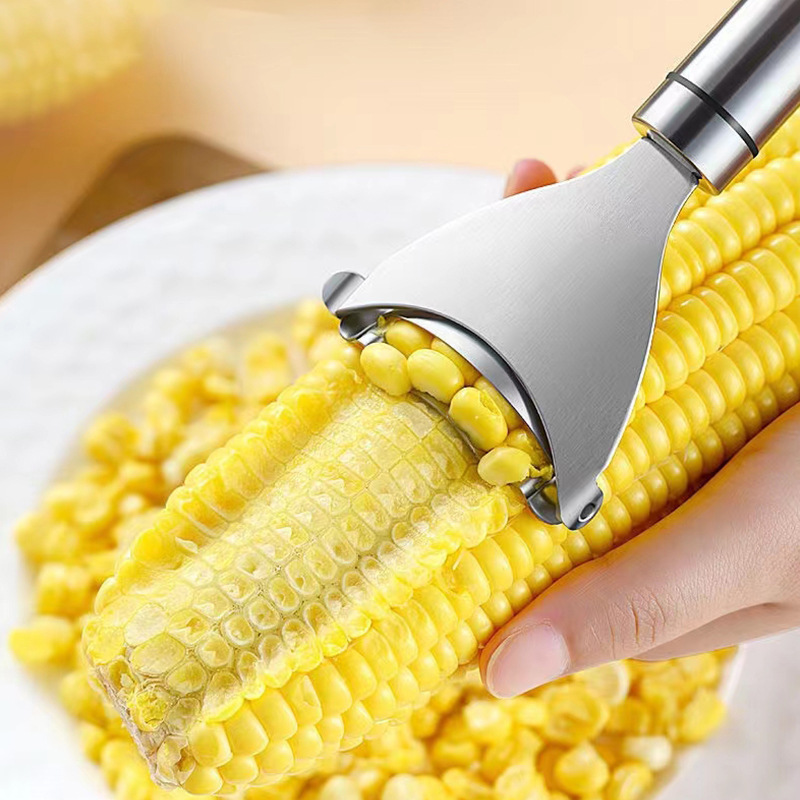 Manual Stainless Steel Quick Grain Separator Kitchen Household Planing and Peeling Corn Artifact Double Rubber Gasket Handle Grain Separator