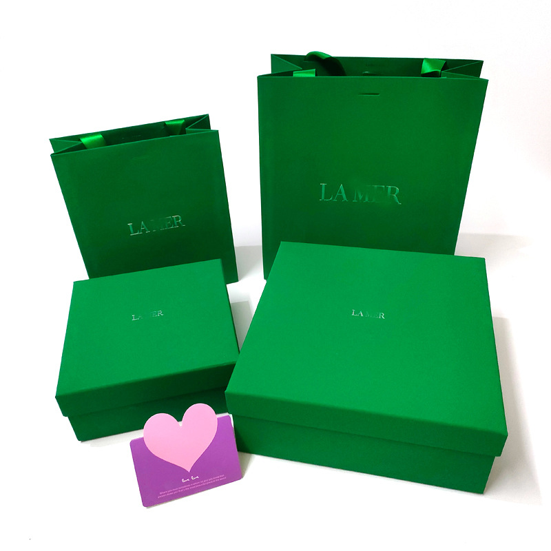 lam绿色海蓝之迷精粹护肤品礼品包装盒 香水化妆品手提袋购物手袋