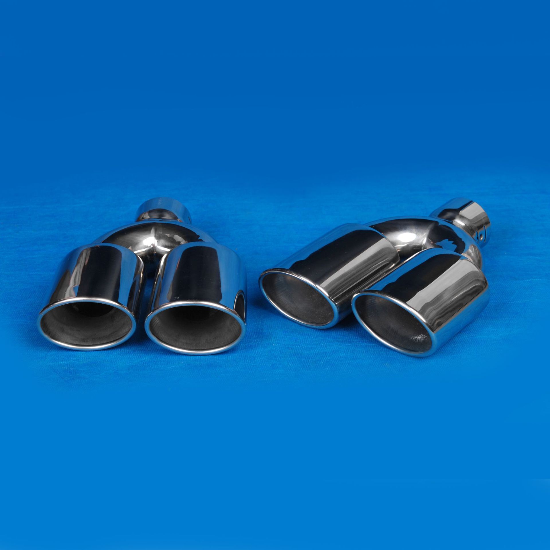 跨境品质汽车改装不锈钢双出尾喉椭圆排气管一长一短分左右尾管