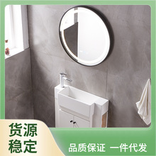 Y5UG小窄户型实木浴室柜组合人造大理石挂墙洗手脸台盆卫浴柜水池