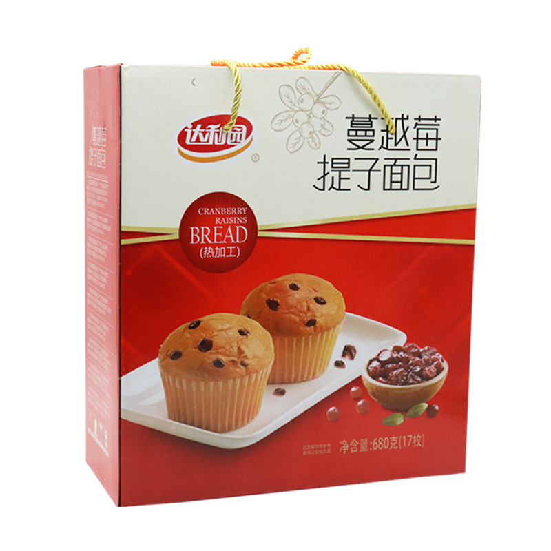 达利园新春礼盒送礼蔓越莓提子680g面包品质早餐糕点果干手撕软面