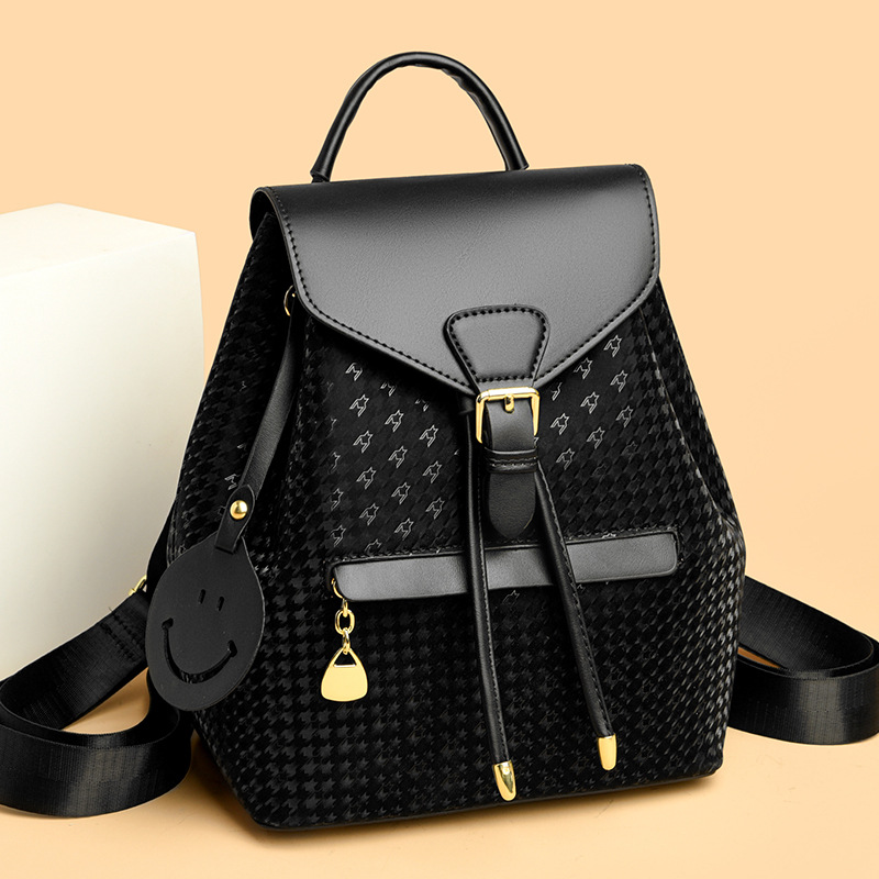 双肩包女2024新款外出百搭时尚大容量洋气潮流旅行千鸟格女士背包