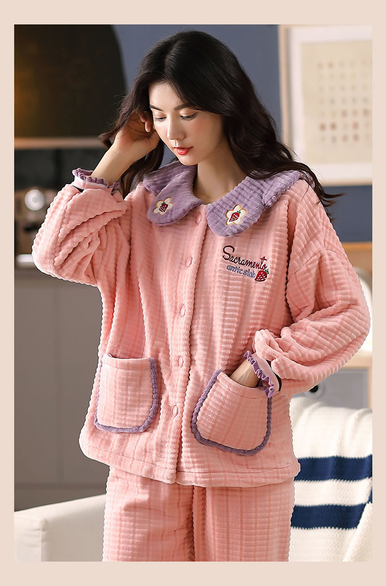 可以穿出门的睡衣东冬女冬天的加厚睡衣女冬洋气女装睡衣冬装套装