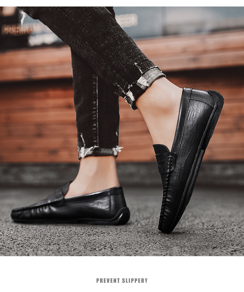 春夏时尚新款男鞋豆豆皮鞋英伦户外ins走秀小皮鞋一脚蹬休闲鞋男