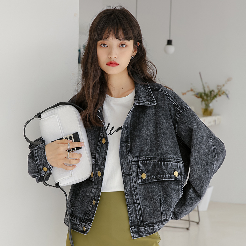 牛仔翻领短装外套