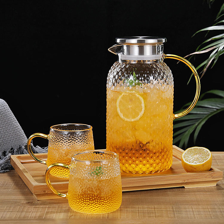 Transparent Glass Rice Grain Grain Cold Water Jar Set Bamboo Covered Steel Cover Juice More than Drink Pot Specifications Cool Boiled Water Jug