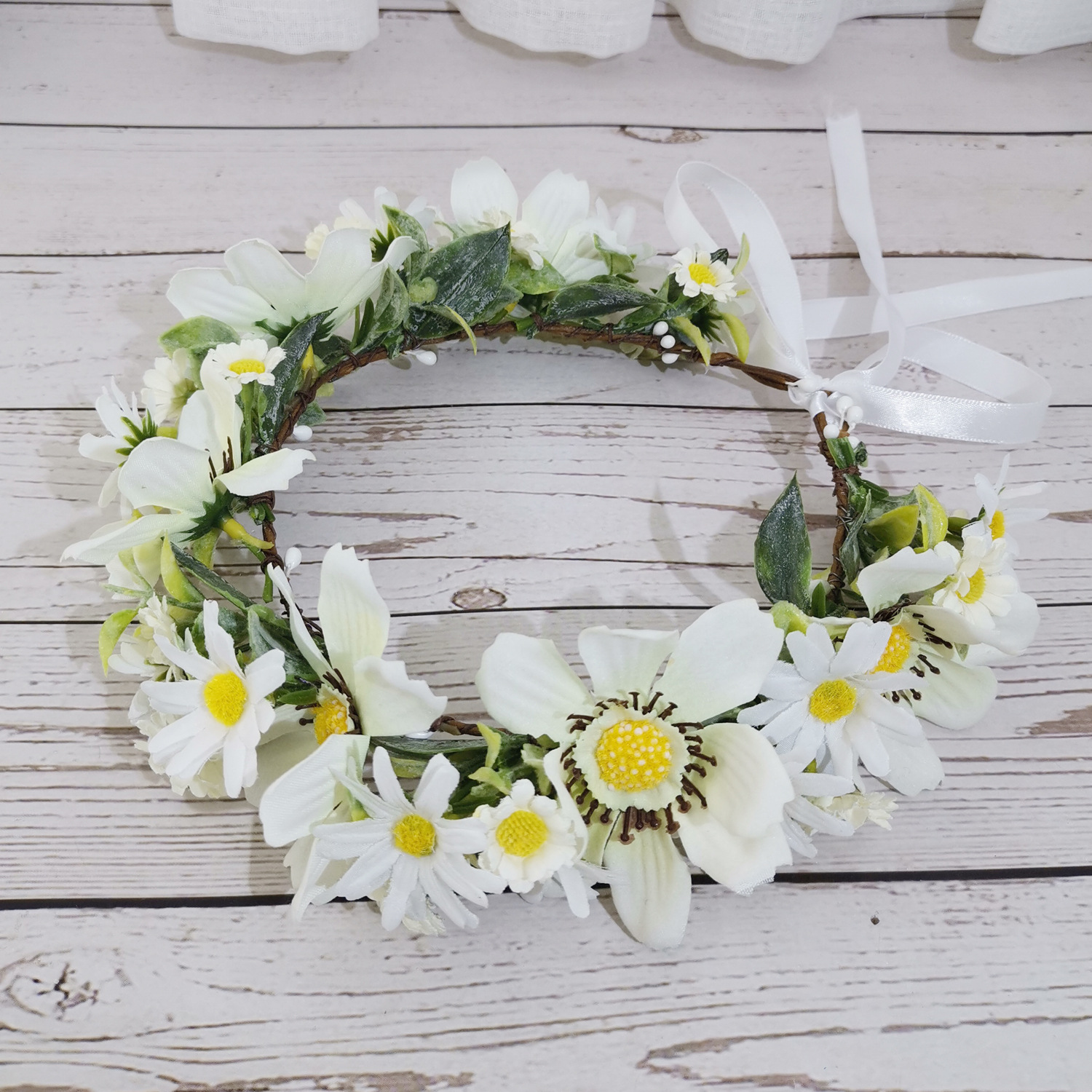 小雏菊花朵花环森系花朵花环发饰新娘头饰儿童沙滩度假摄影饰品