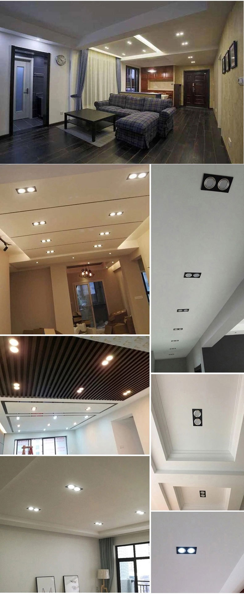 加工定制 led双头格栅灯 嵌入式方形孔灯商用天花筒灯聚光天花灯