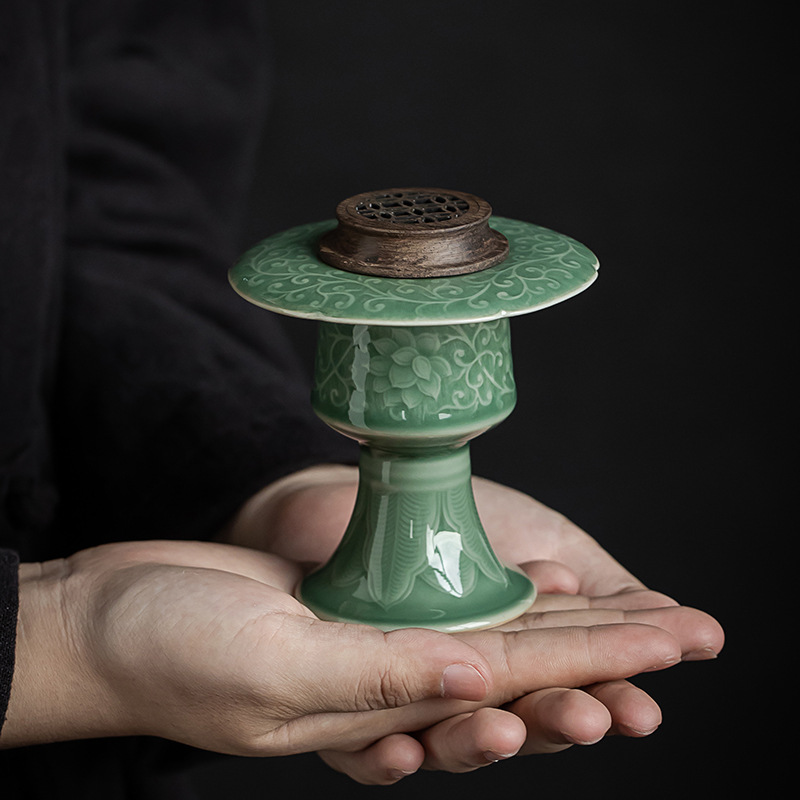 悟影青瓷香炉盘香器安神檀香沉香熏香炉 青瓷缠枝莲行炉套装-阿里巴巴