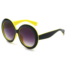 超大框女士太阳镜复古大圆框外贸时尚个性跨境太阳眼镜拼色炫彩