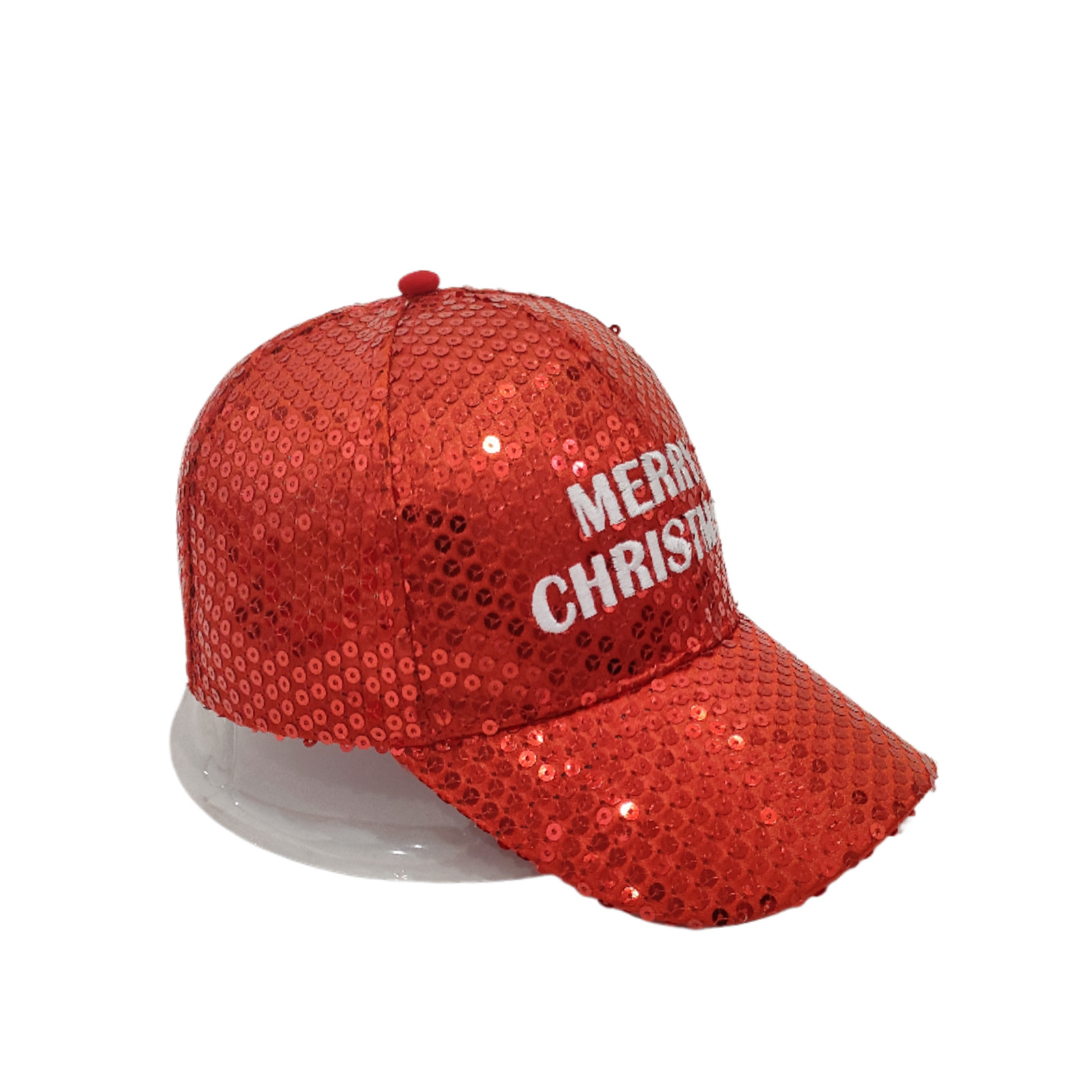 圣诞节圣诞帽白色珠片红绿黑色珠片棒球帽狂欢假日帽子