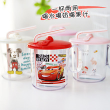 日本进口skater面包超人吸管杯卡通饮水杯塑料握把家用宝宝漱口杯