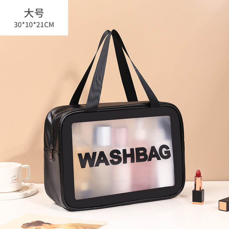 Pu Transparent Three-Piece Set Makeup Wash Bag Large Capacity Pvc Bath Bag Translucent Frosted Portable Storage Bag for Women