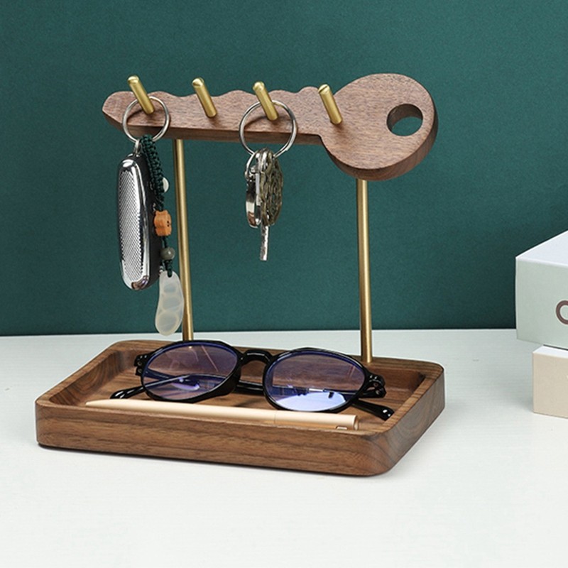 实木玄关挂钥匙架桌面木质收纳摆件置物架口罩钥匙桌面收纳架子