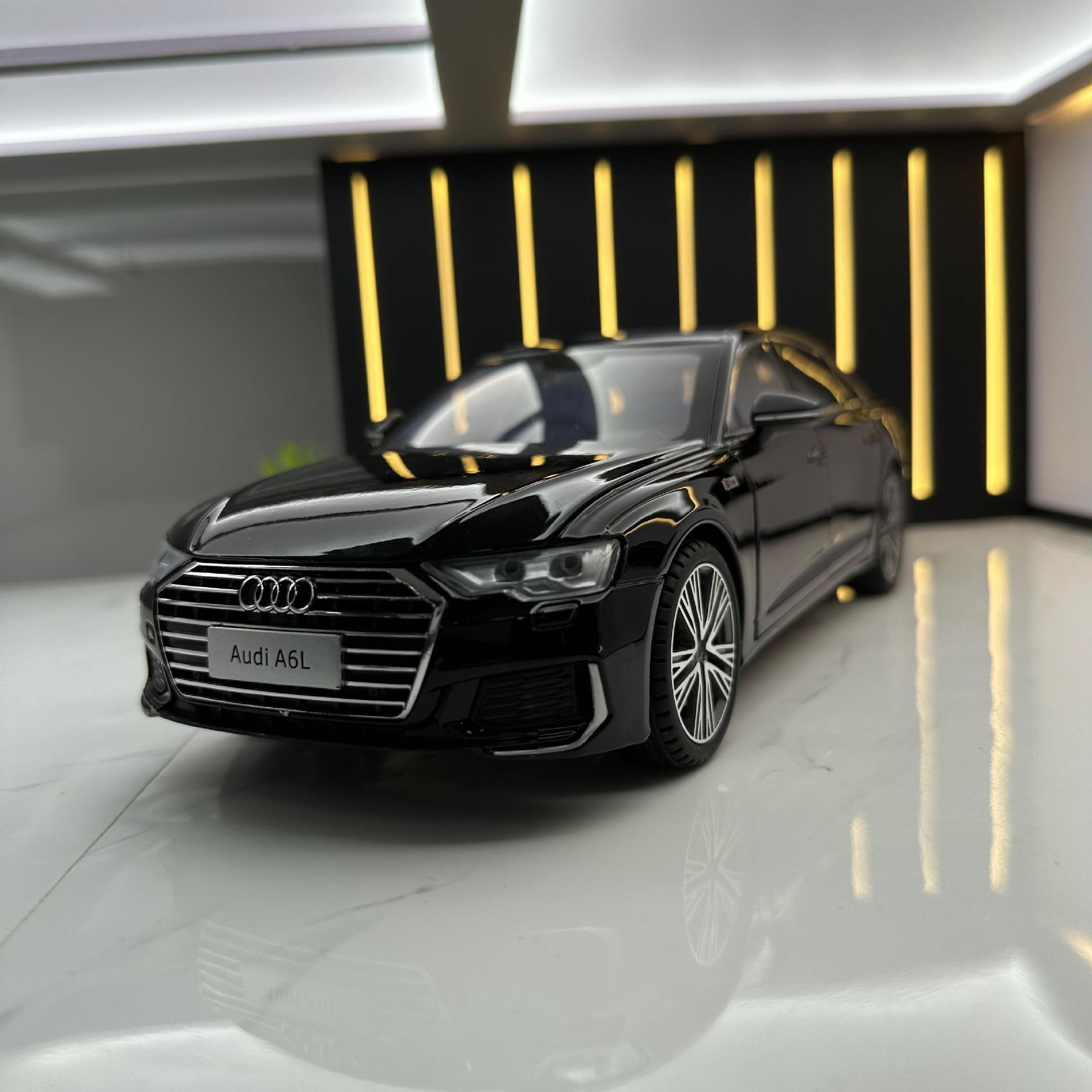 智冠正版授权合金车模1 :18奥迪a6l发声回力开门玩具汽车音乐模型