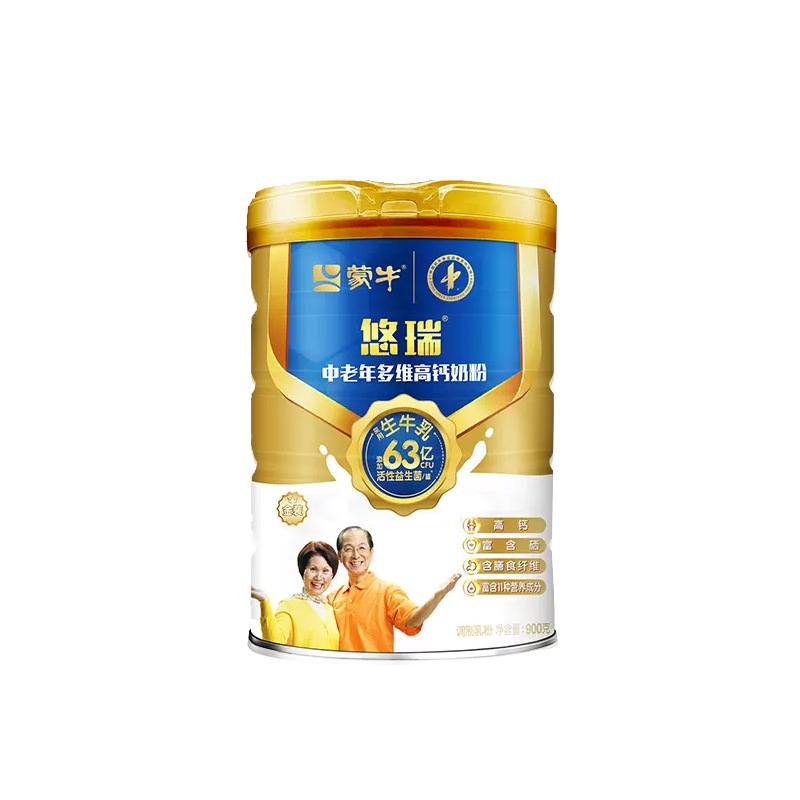 24年1月蒙牛900克悠瑞金装中老年多维高钙奶粉罐装配方牛奶粉