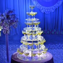 开业庆典婚礼布置亚克力五层圆形香槟塔杯架 新款婚庆香槟塔