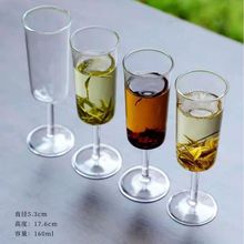 玻璃高脚茶杯绿茶品鉴杯猴魁泡茶杯日式创意耐热品茗杯喝茶高脚杯