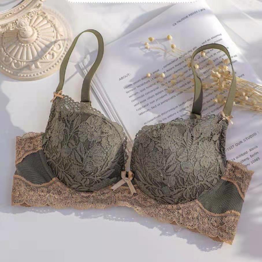 Small Chest Push up Breast Holding Bra Side Drawing Wireless Upper Support Adjustable Sexy Underwear Bra Set