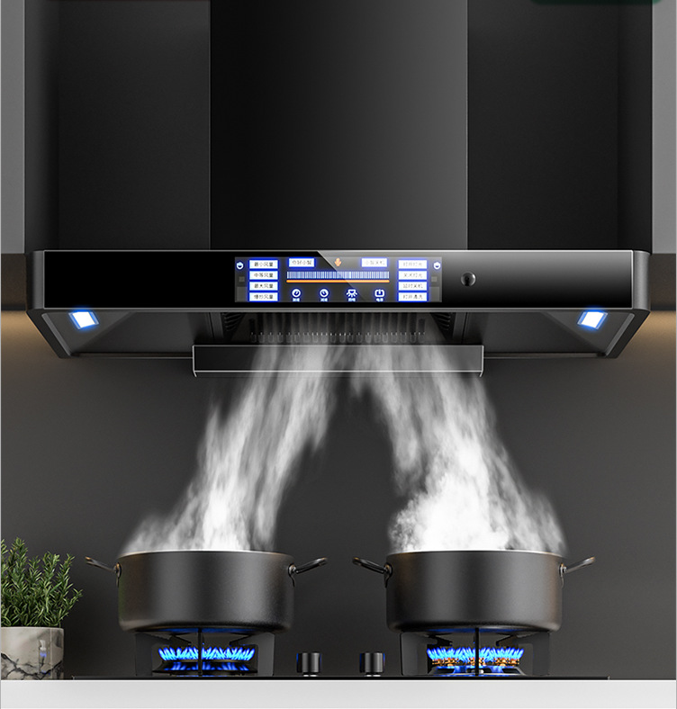 小智语音控制抽油烟机家用厨房大吸力顶吸式煤气检测紫外线吸烟机