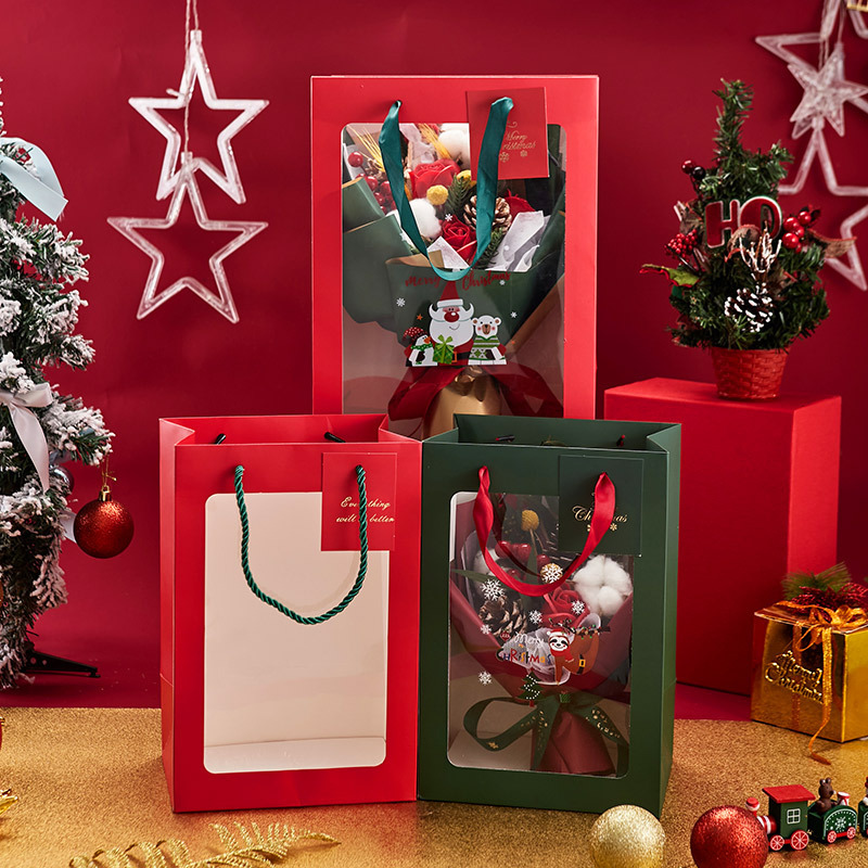 Transparent Window Handbag Gift Packaging Bag Christmas Packaging Handbag Christmas Gift Bag New Year Gift Bag Birthday