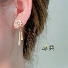 山茶花耳钉女小众设计感耳环2023年新款爆款轻奢高级耳坠气质耳饰