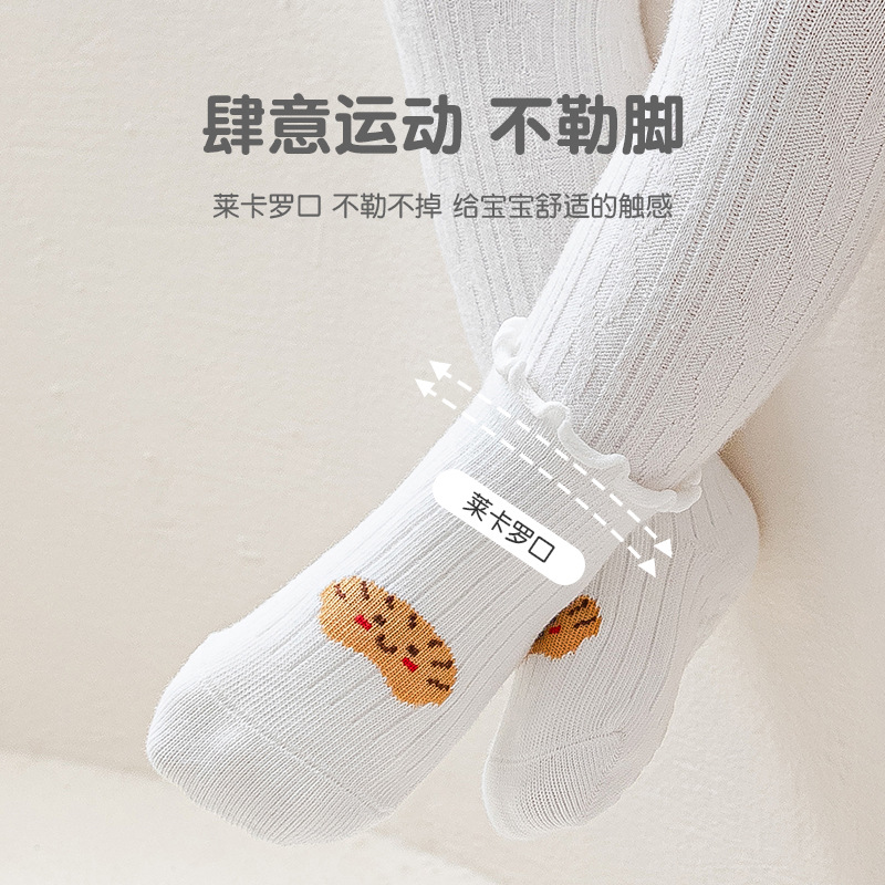 23 Spring and Summer Baby Socks Glue Dispensing Non-Slip Room Socks Children Loose Mouth Lace Socks Baby Toddler Socks Class A Cotton Socks