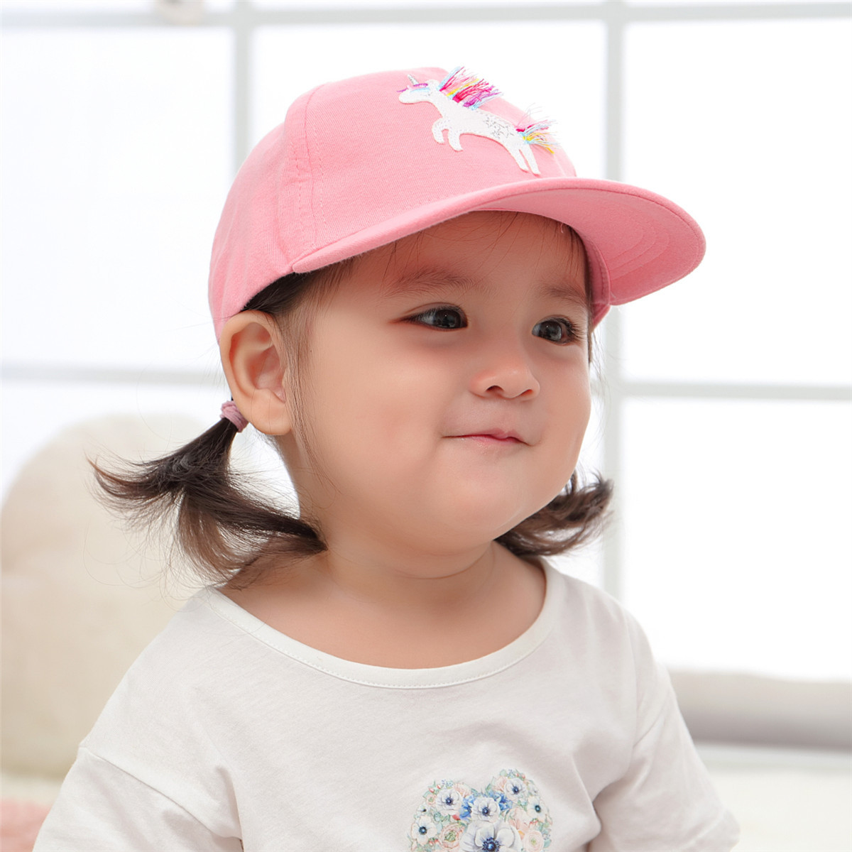 粉色小鬃马儿童春夏帽遮阳帽宝宝帽子棒球帽鸭舌帽