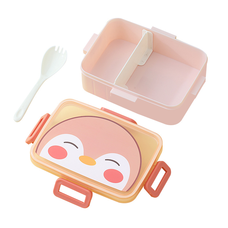 Children's Student Portable Lunch Box Fresh and Adorable Funny Lunch Box Removable Partition Plate Box