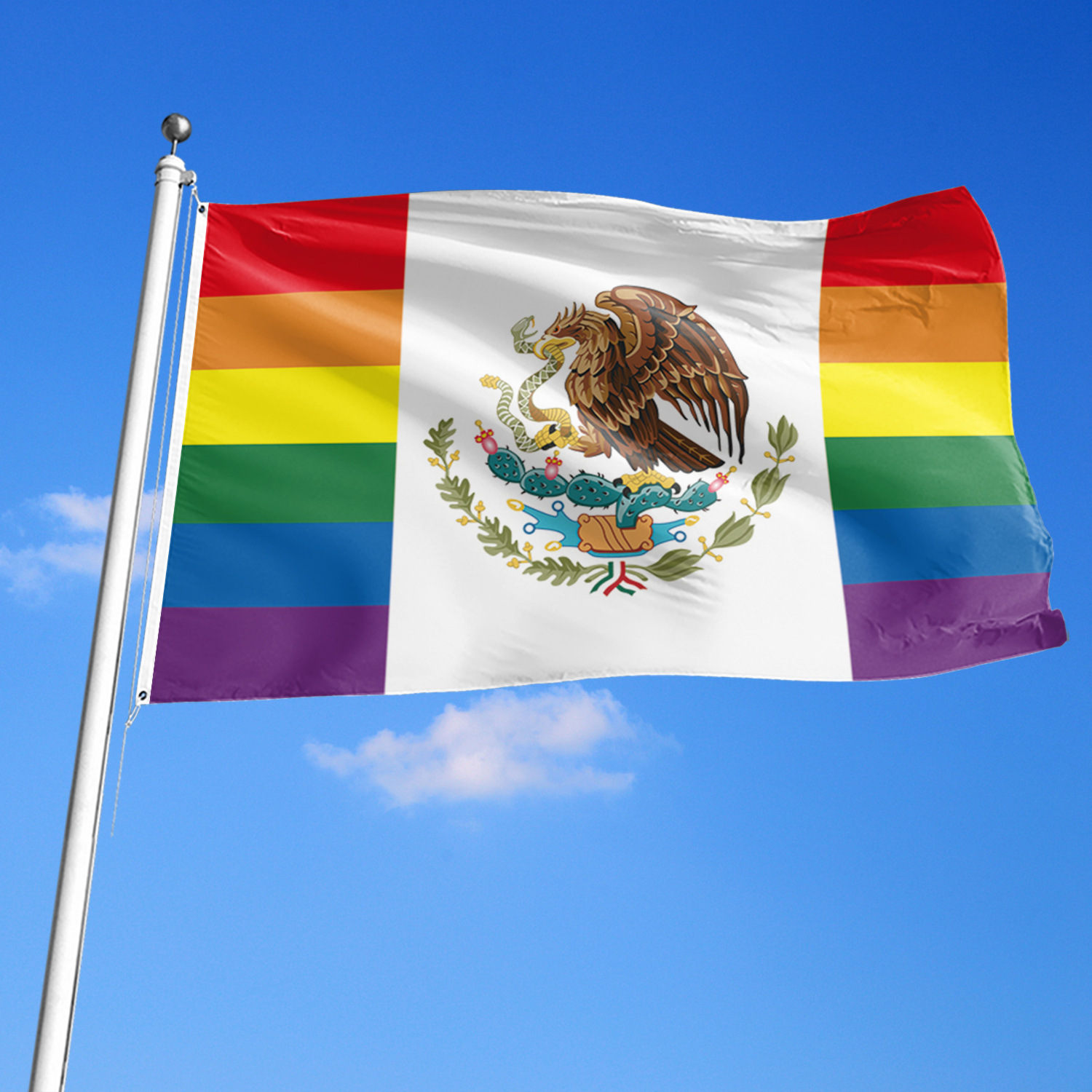 墨西哥彩虹旗帜 mexico rainbow flag同性恋自豪旗骄傲旗涤纶挂旗