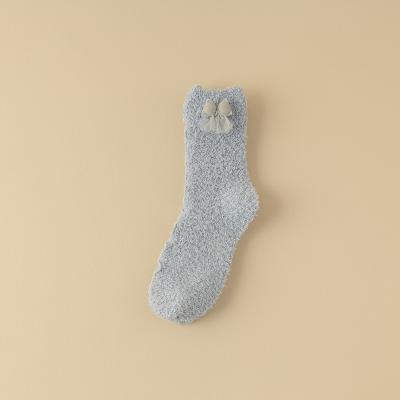 Coral Fleece Floor Socks Thick Mid-Calf Length Socks Autumn Lunar November Socks for Women Fleece-lined Sleeping Socks Thermal Home Wear No Lint