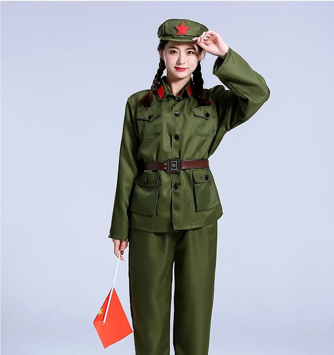 红军衣服八路军儿童演出服女成人新四军军装套装男红歌大合唱服装