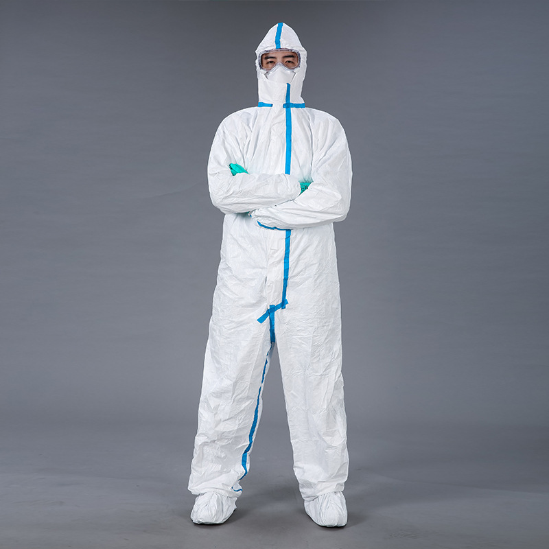 杜邦一次性防护服tyvek600plus胶条型防尘防静电连体连帽防护衣