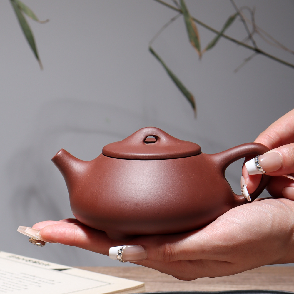 批发宜兴姜礼明紫砂壶黑泥扁龙瓢小茶壶家用手泡茶具礼品一件代发