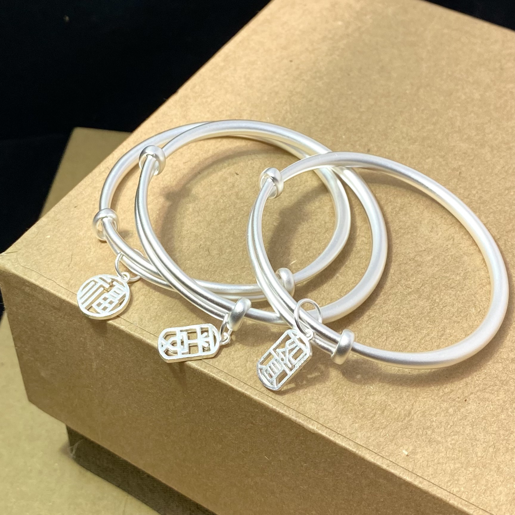 999纯银手镯女古法传承银天猫福字如意推拉手环闭口平安银镯饰品