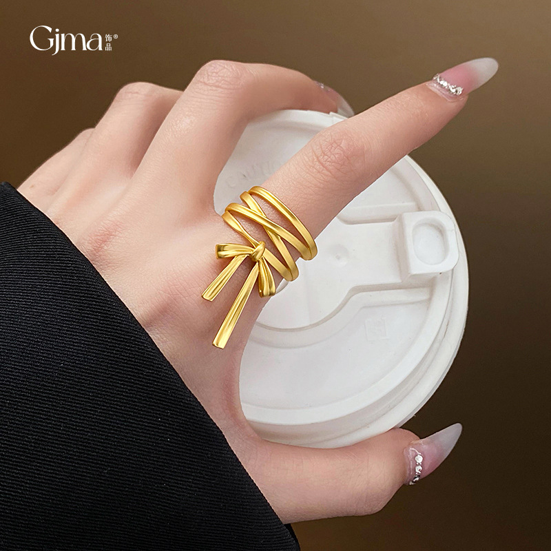 Multi-Layer Cross Bow Open Ring Ear Clip Multiple Ways to Wear Index Finger Ring Retro Temperament Personalized Bracelet Women