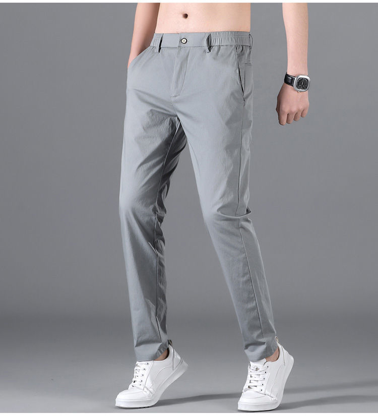 包邮冰丝休闲裤男夏季薄款修身直筒裤子男韩版潮流宽松夏天运动长
