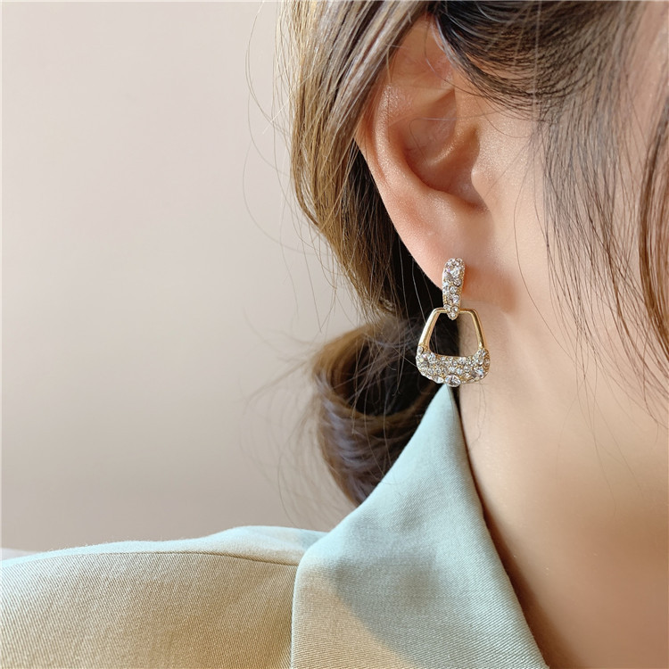 Dongdaemun Micro-Inlaid Geometric Earrings for Women Simple All-Match Trending Unique Fashion Normcore Style Earrings for Women