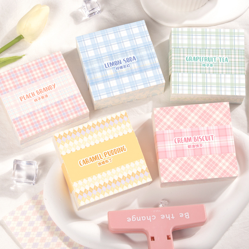 Multi-Element Plaid Note Suit Non-Adhesive Journal Material Base Paper Good-looking Cute Message-Leaving Notes Sticky Notes