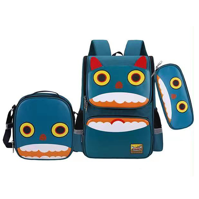 Fashion Three-Piece Set Student Schoolbag Boys and Girls Cross-Border Shoulder Large Capacity Spine Protection Backpack