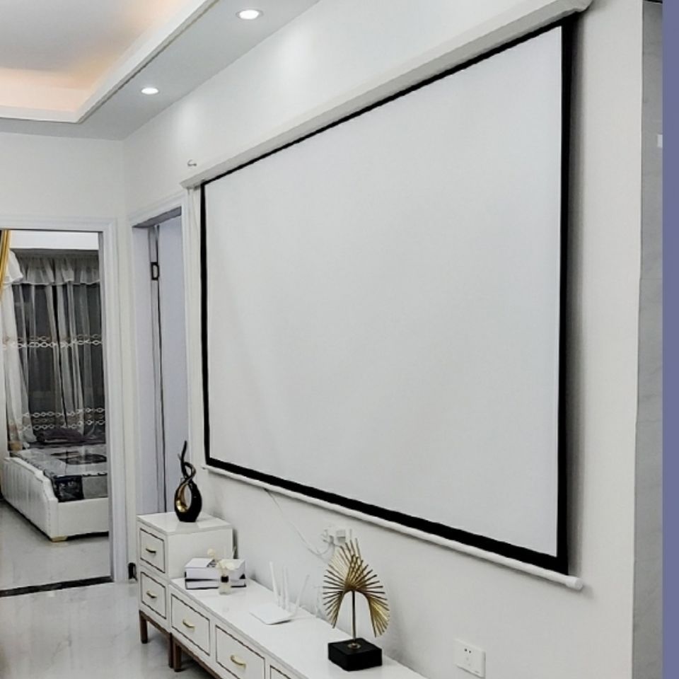 投影仪投影幕布电动幕遥控投影仪幕布100-200手拉画框升降屏幕白