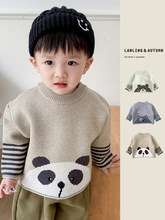 婴儿衣服秋冬装韩版男童圆领套头加厚毛衣儿童宝宝针织打底衫冬季