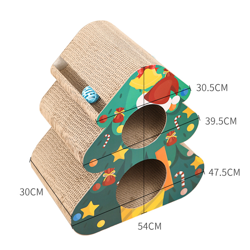 Yidong Christmas Tree Cat Scratch Board Double-Layer Cat Nest Triangle Vertical Corrugated Paper Scratching Board Cat Toy