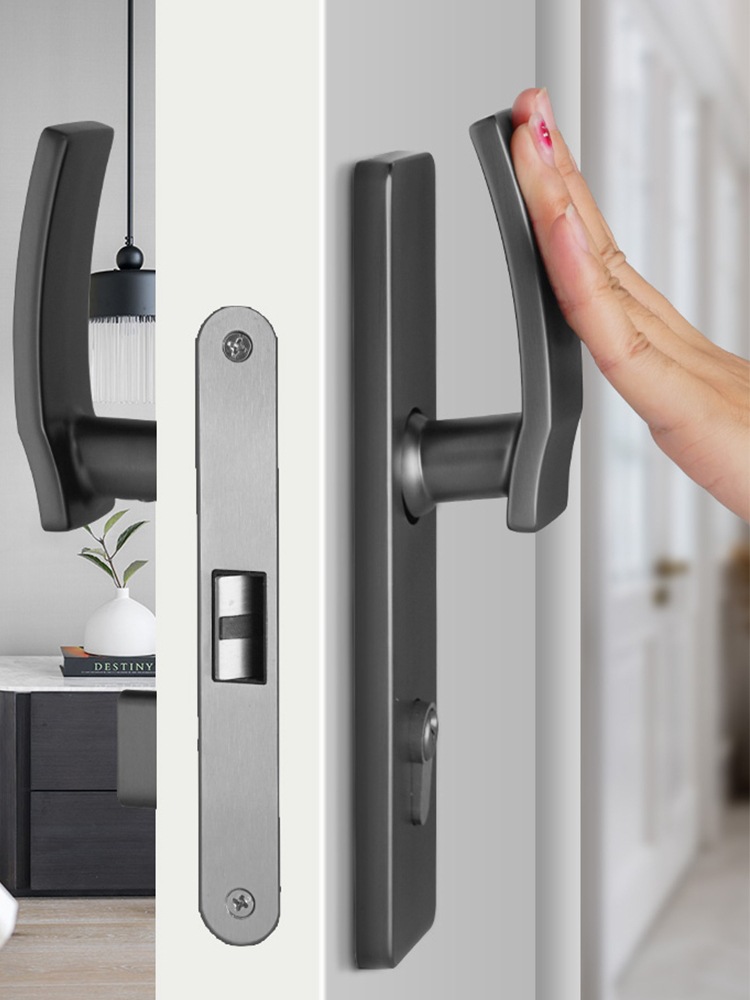 现代直推拉门锁室内卧室静音家用房门锁卫生间轻奢木门把手锁机械