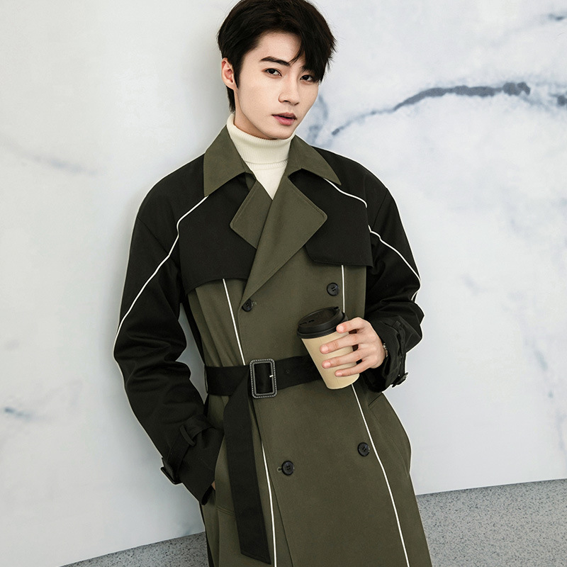 男士韩版堑壕风衣外套男中长款2021新款春秋季德系大衣超长款过膝