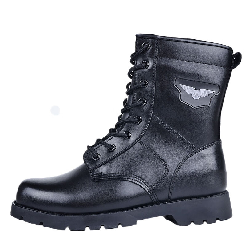 冬季男户外高帮防滑加厚羊毛保暖作战靴东北雪地防寒靴军勾保安靴